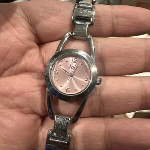 Working l.e.i. Life Energy Intelligence Pink Dial Silver Ladies Watch 23mm Fit 7